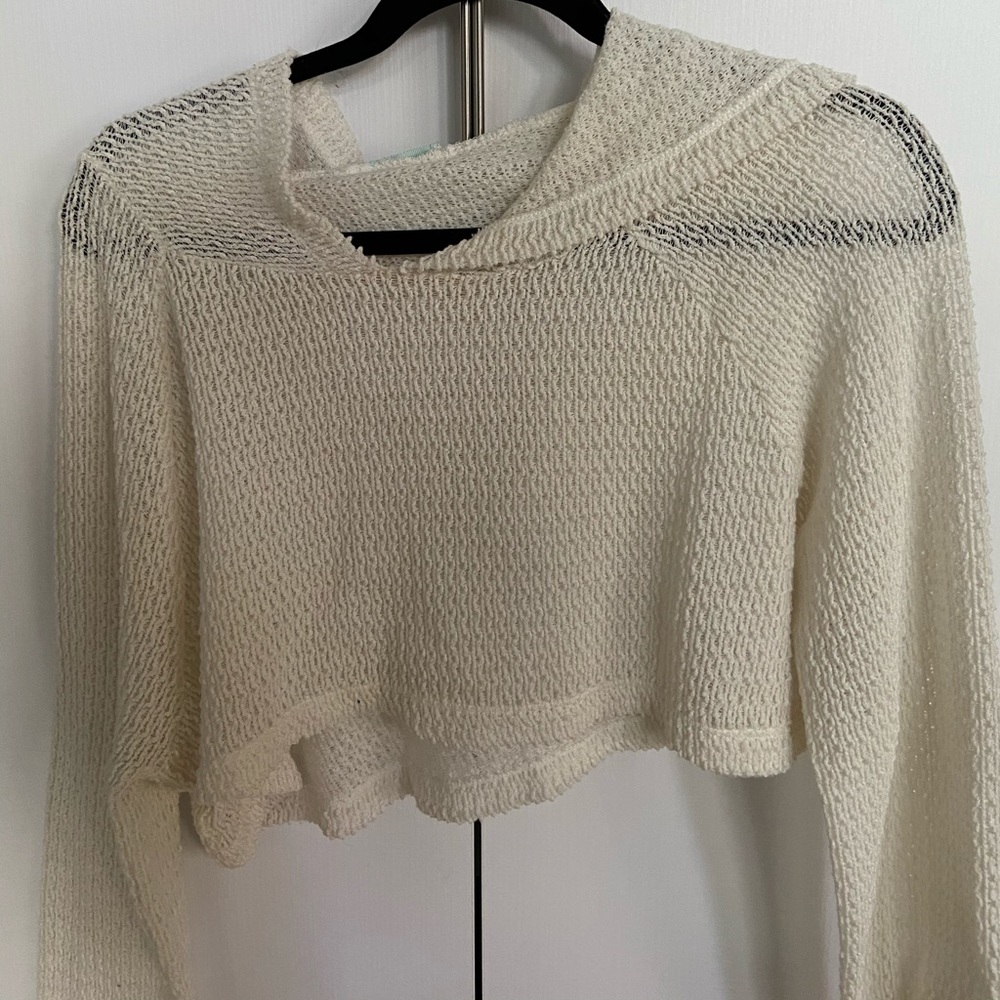 white cropped sweater